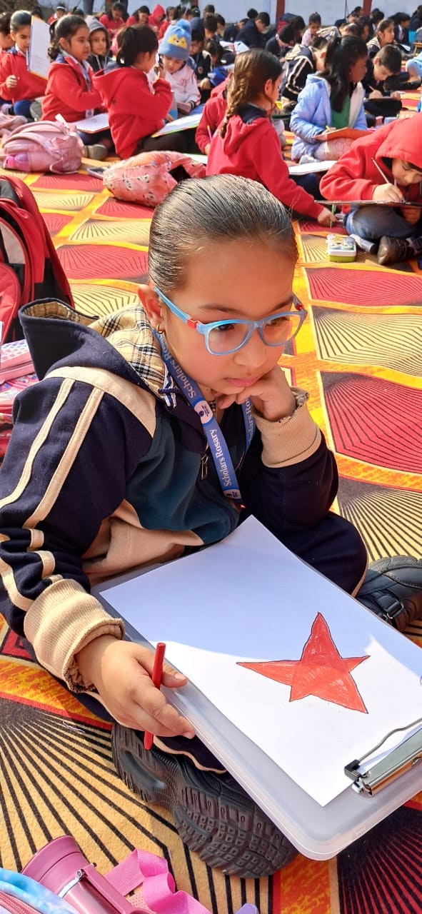 Children tried their hands at painting