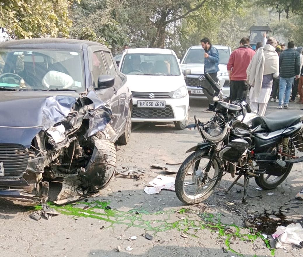 Bike rider thrown away after collision with car, serious