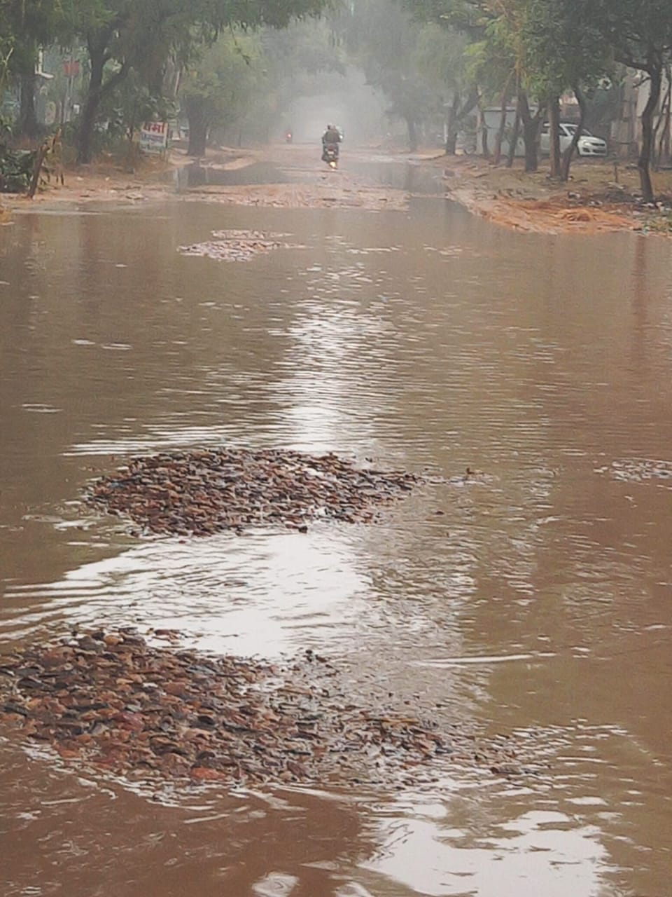Slow road construction work, pedestrians troubled