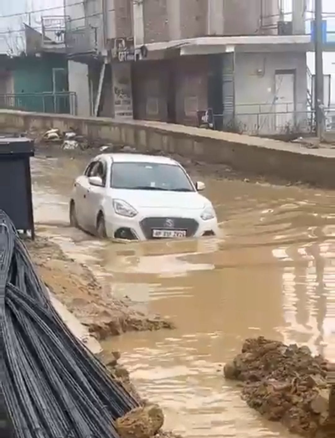 Road became pond in Kotli, people worried
