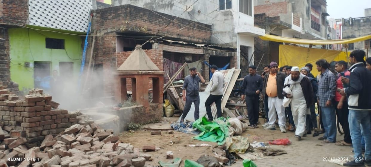 Ancient Shiv temple and well freed from encroachment