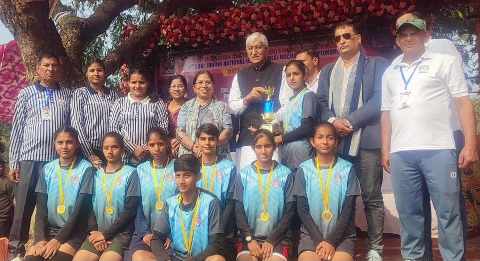 Girls School Ujhana team won gold in National Rockball.