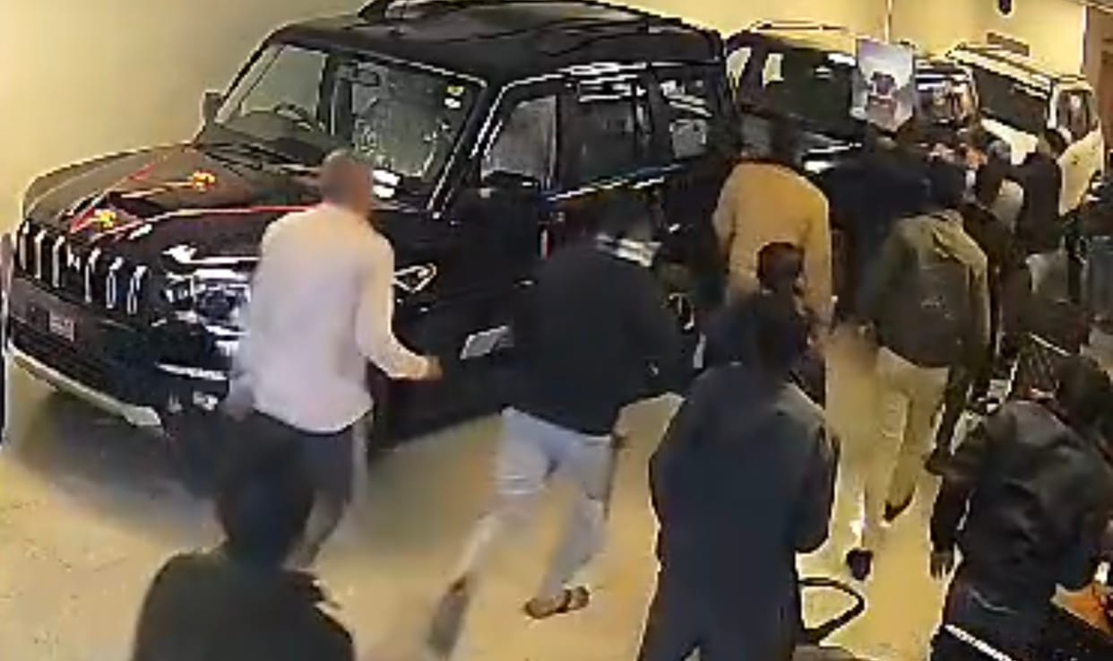 The attackers broke into the showroom and then set off fireworks