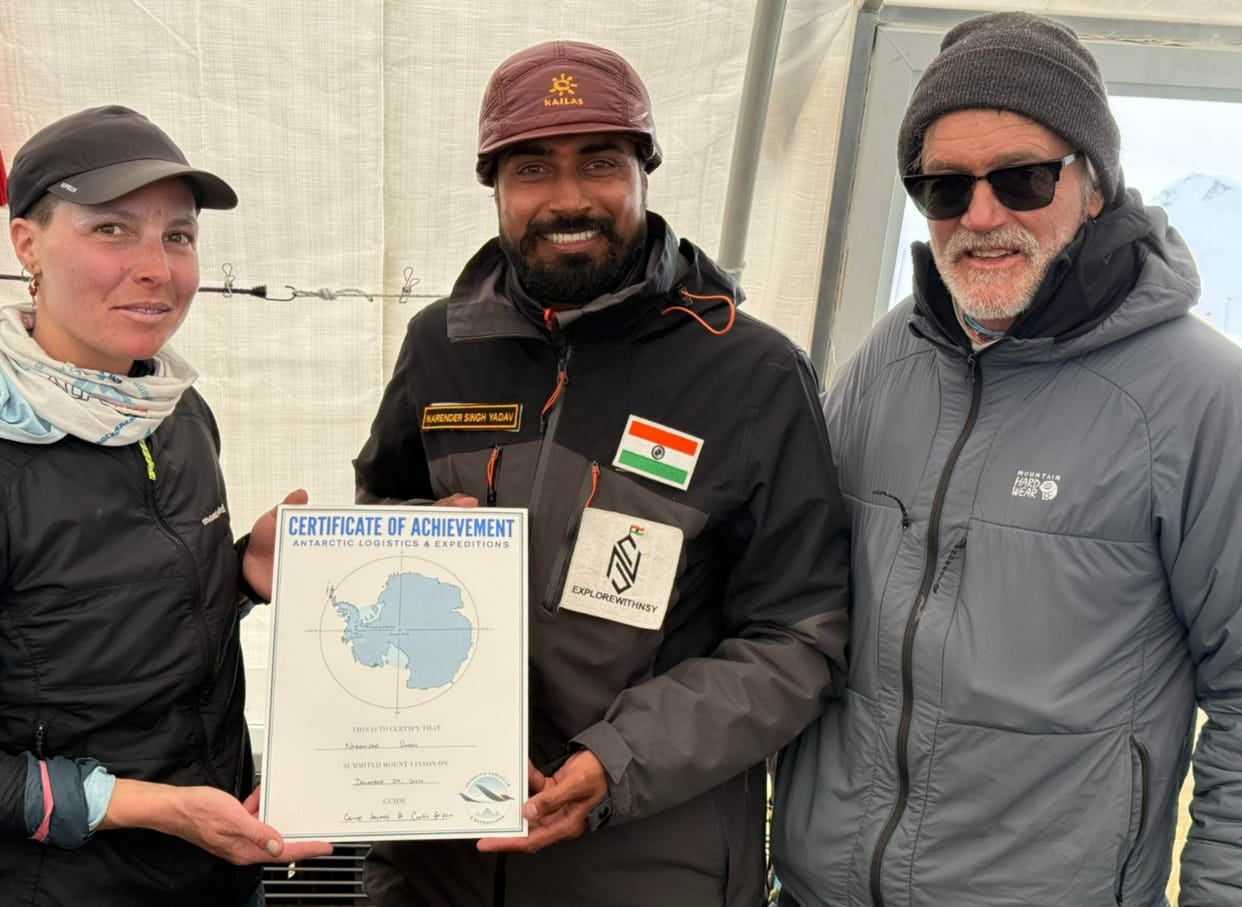 Narendra conquered Antarctica's highest peak Vinson Massif