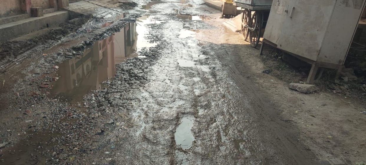 Broken drains become a problem, dirty water flowing on the road