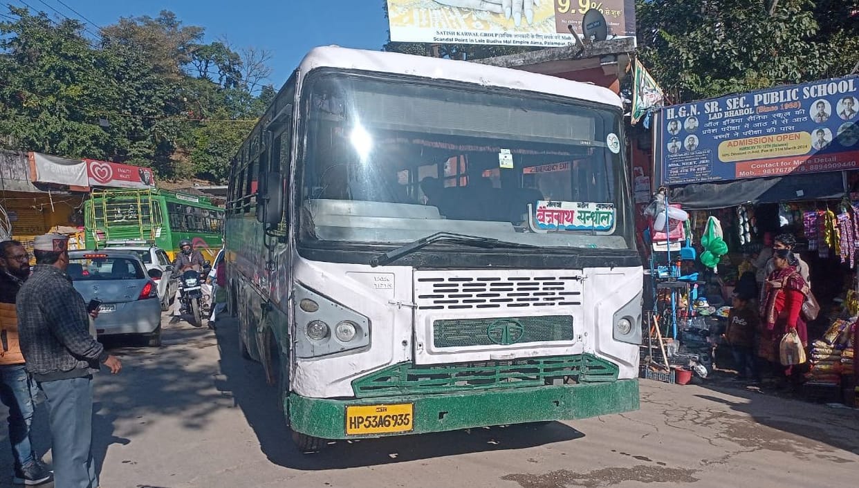 Corporation bus reached Sandhol, people happy