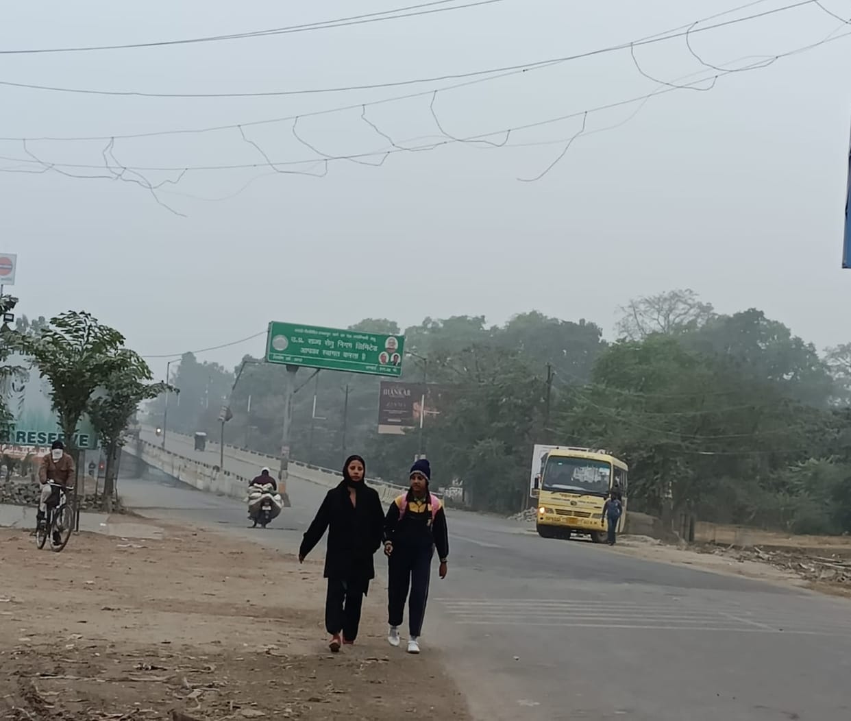 The temperature dropped, people shivered in the cold wind