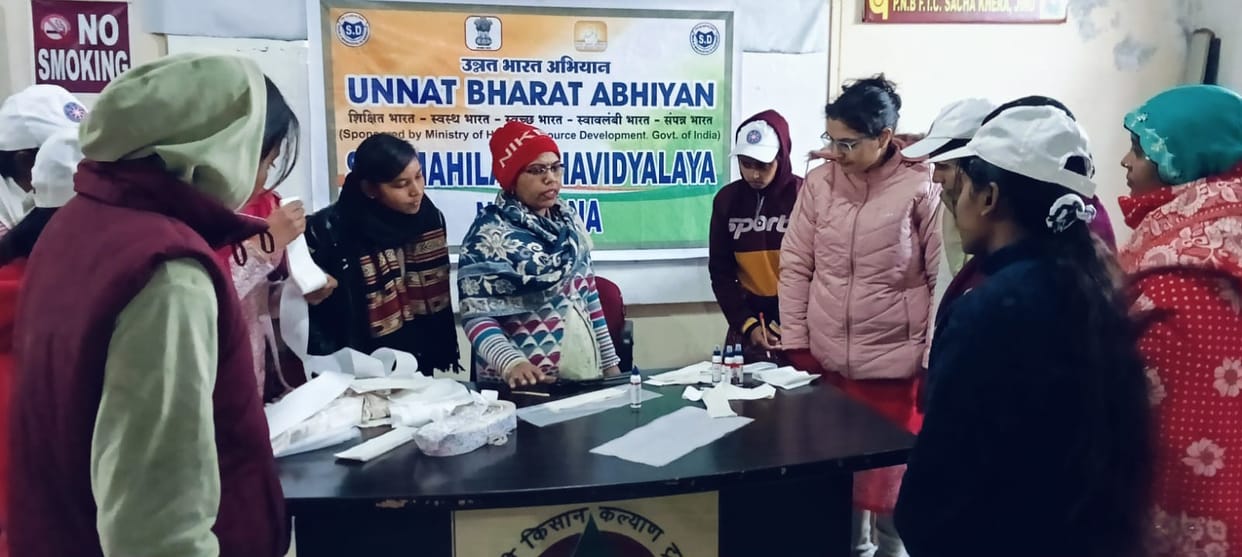 Girl students were trained in making sanitary pads
