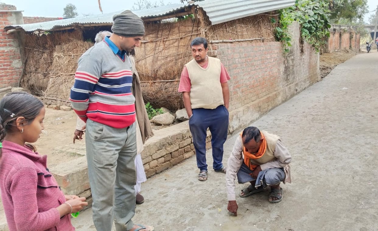 Villagers protest against road construction