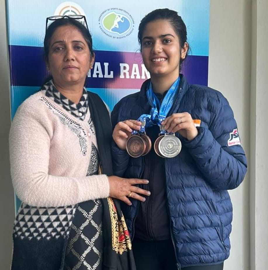 Disha won three bronze and one silver in shooting