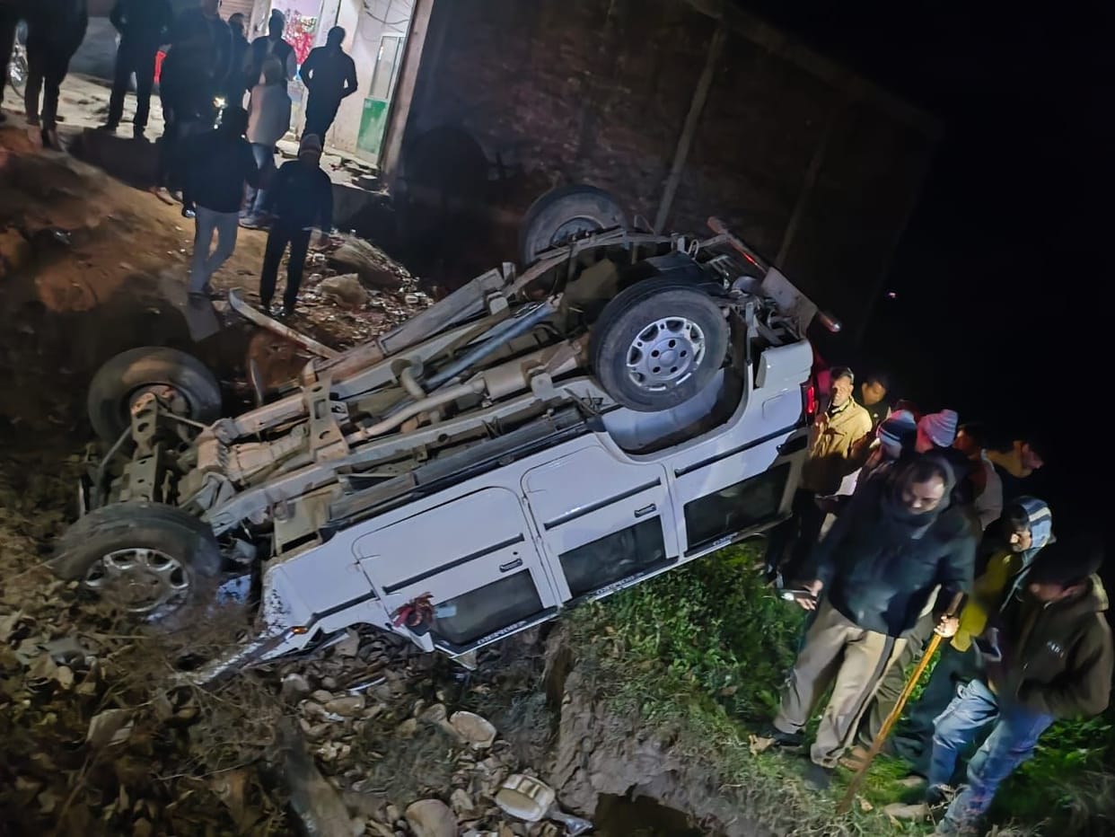 Bolero overturns in ditch hitting three people