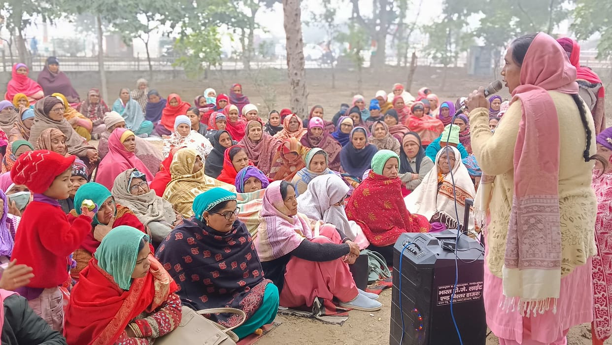 Anganwadi workers sat on a one-day symbolic dharna