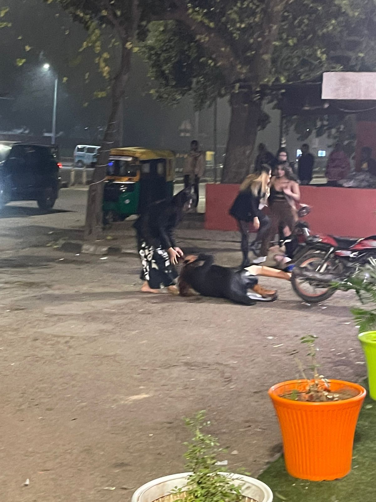 Fight between homosexuals and third gender outside night food street