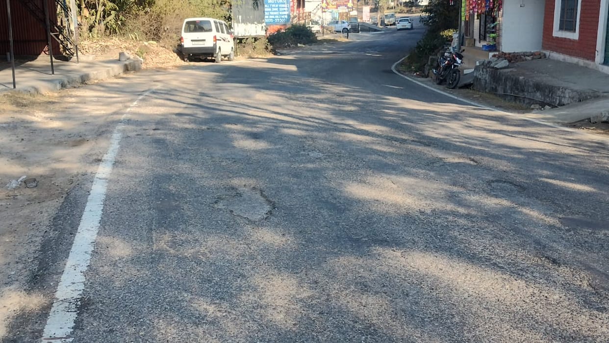 Potholes on the road near Didwin cause trouble