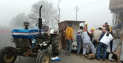 Uncontrolled tractor trolley overturned, three workers injured