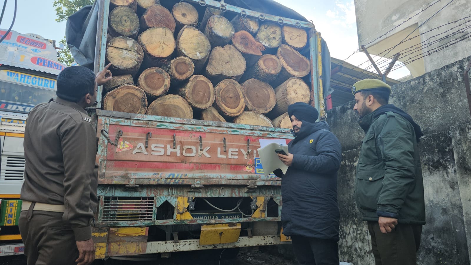Team of Forest Department Seized Truck Full of Wood