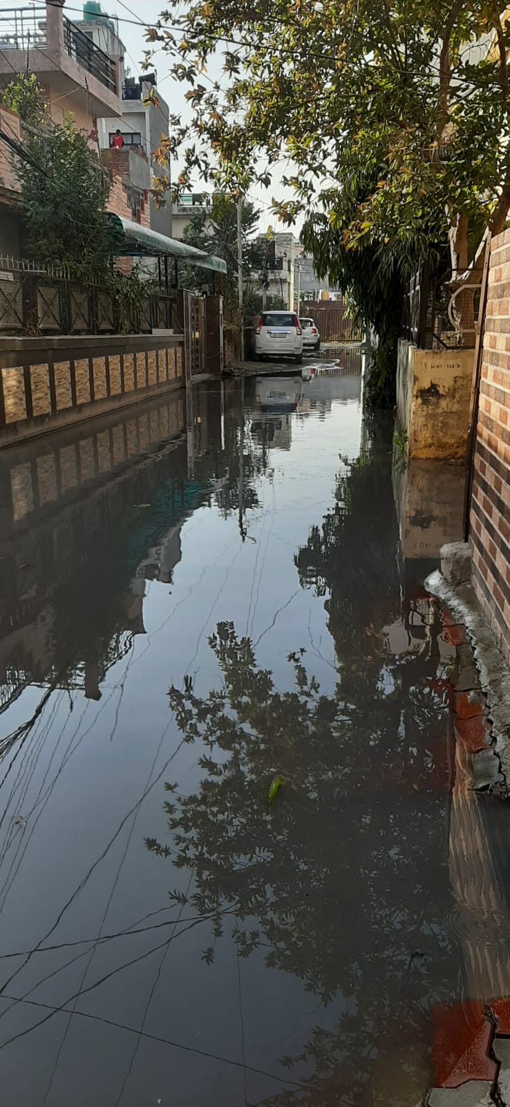Street filled with contaminated water, fear of disease spread