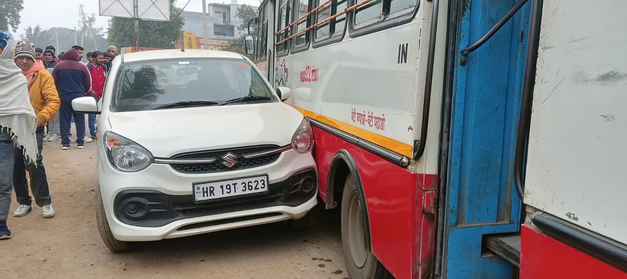 Bus and car collided due to driving in the wrong direction