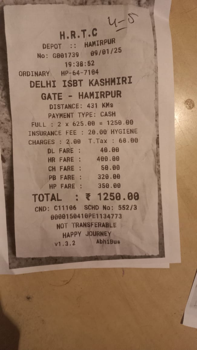 The luggage kept in the government bus went missing and the conductor was accused of negligence.