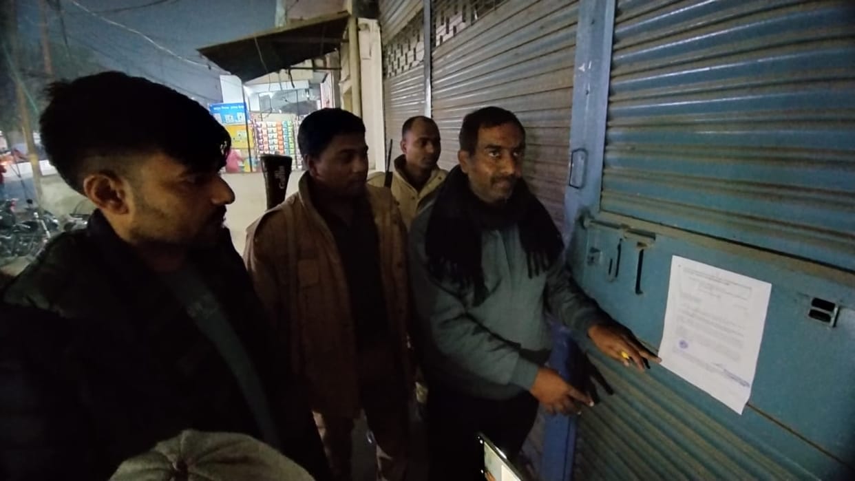 Income tax team pasted notice on flour seller's shop