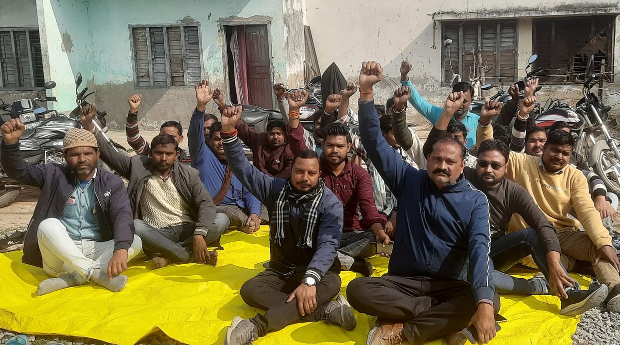 Electricity contract workers staged a strike
