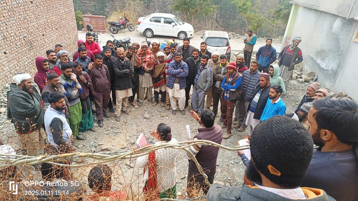 In the absence of a building, the Gram Sabha was held under the open sky