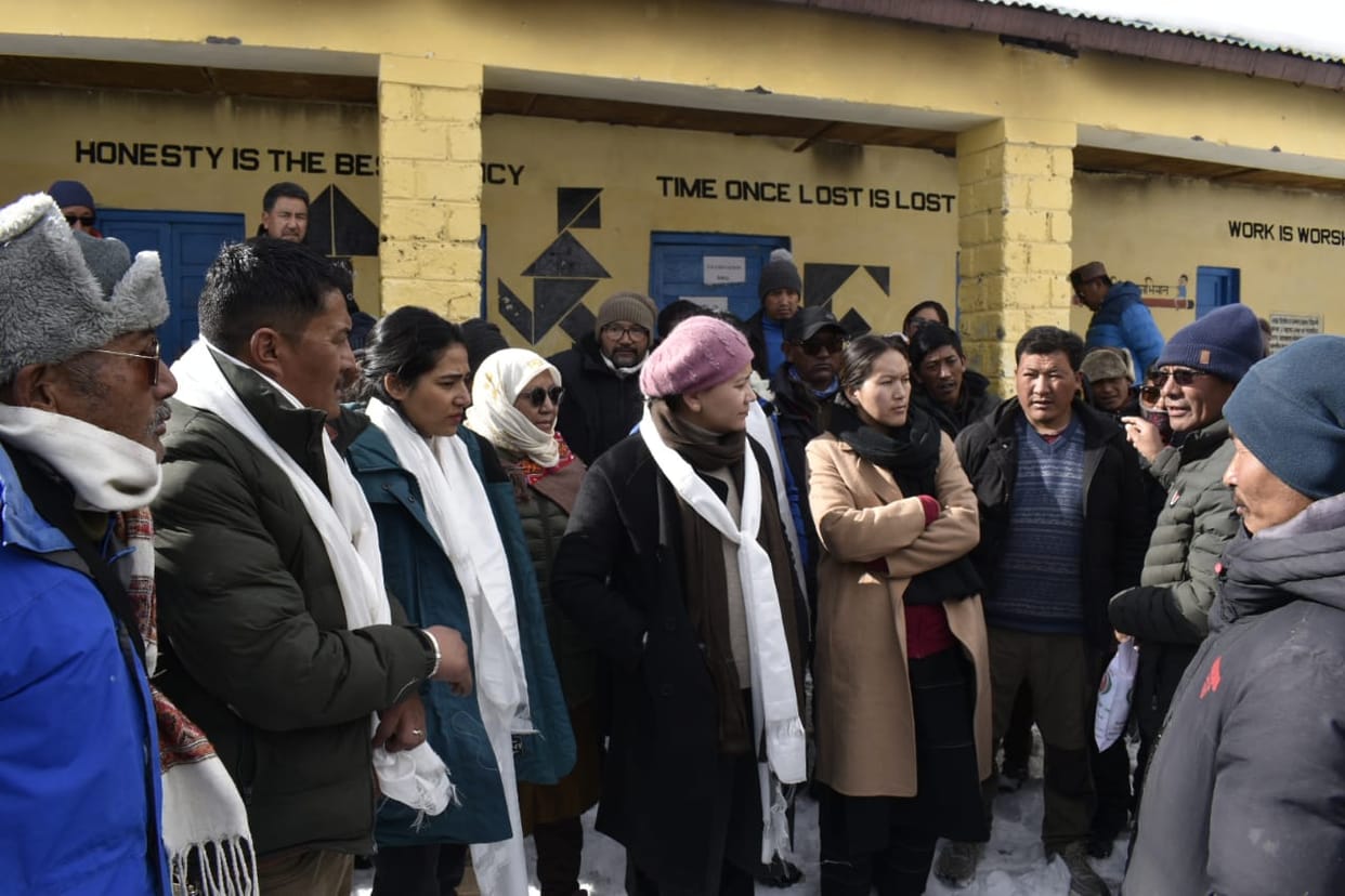 MLA reached Losar School and took stock of the damage caused by the fire.