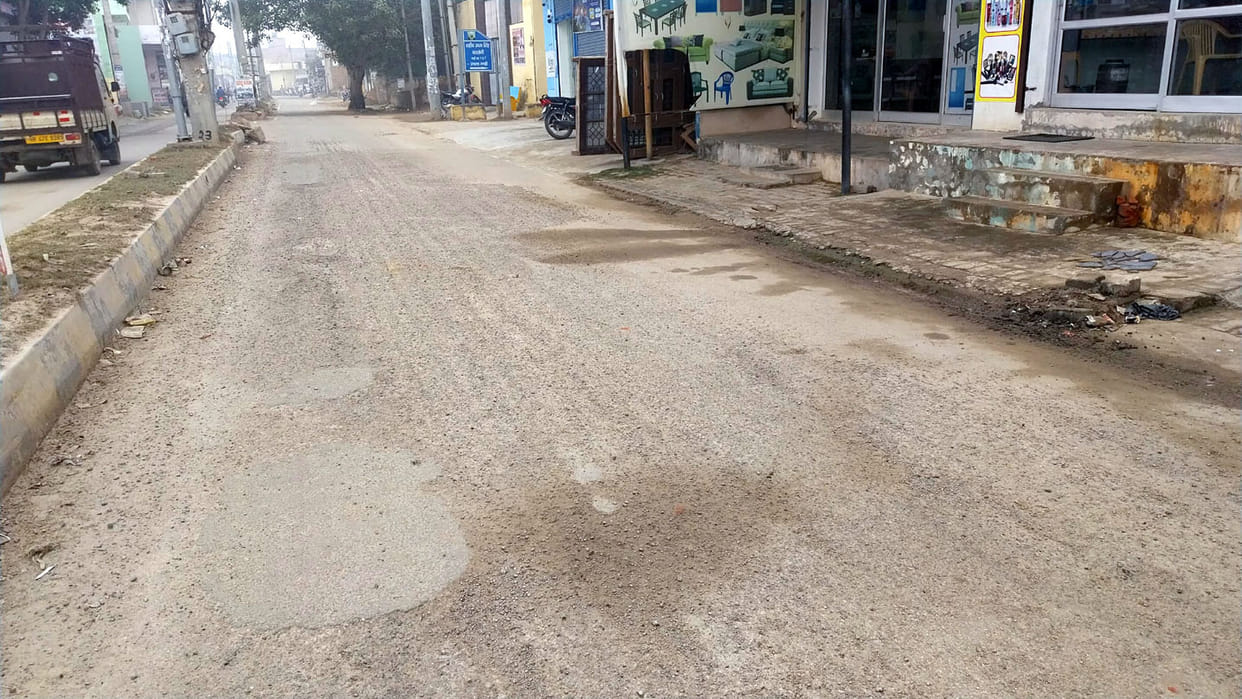 Drivers troubled by potholes on Rajbaha Road