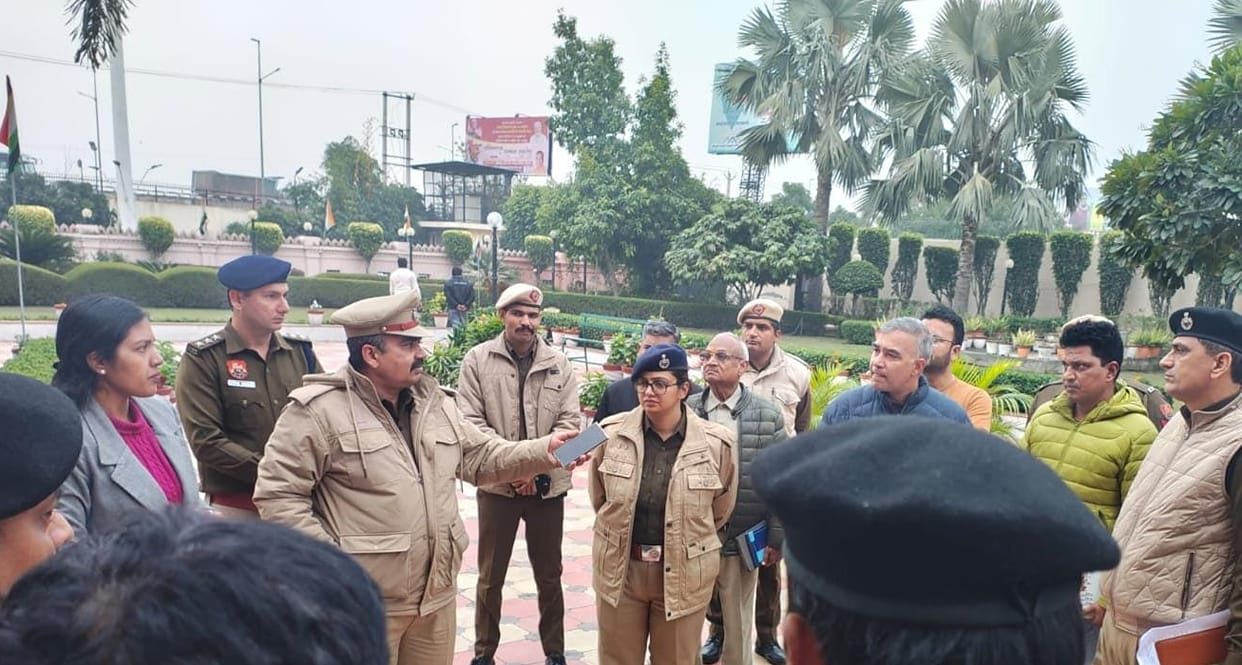 Chief Minister Naib Saini in Guptidham today, police officers took stock of the security arrangements
