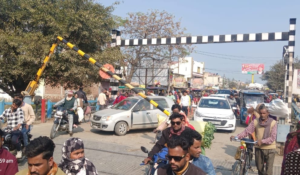 Madhotanda railway crossing boom broke due to magic collision