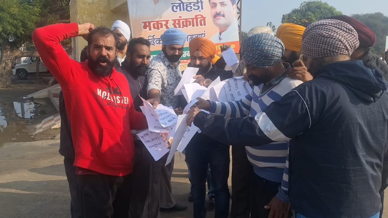 Farmers protested by burning copies of the Agricultural Marketing Bill