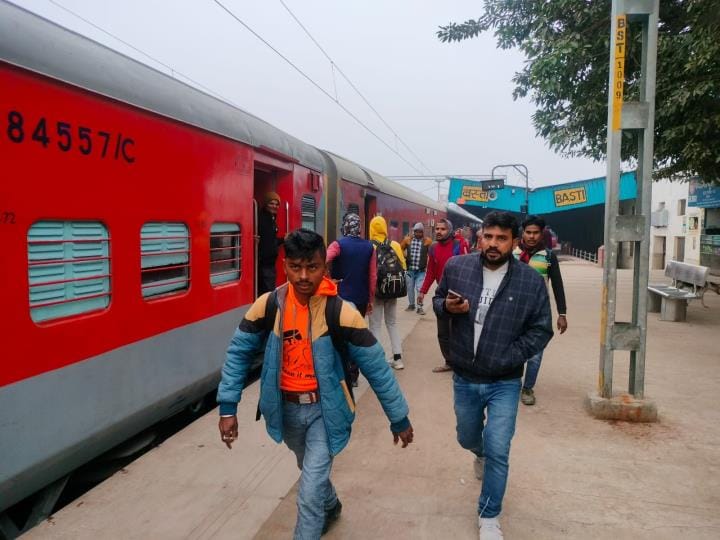 Struggle to board the train, buses also full