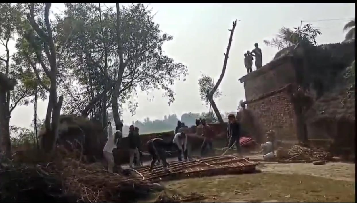 Former Pradhan along with his associates demolished the thatched roof of a Dalit woman