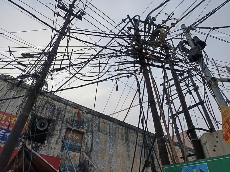 A network of wires is spread across many areas of the city