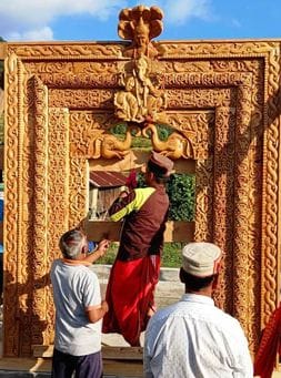 Ramlal is saving the extinct wood art by carving it in temples.