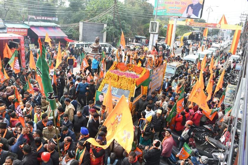 CM pushkar singh dhami road show in haldwani