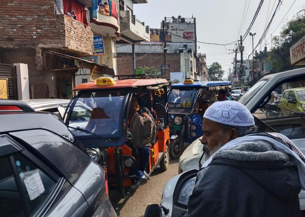 Parking on footpath, jam on road