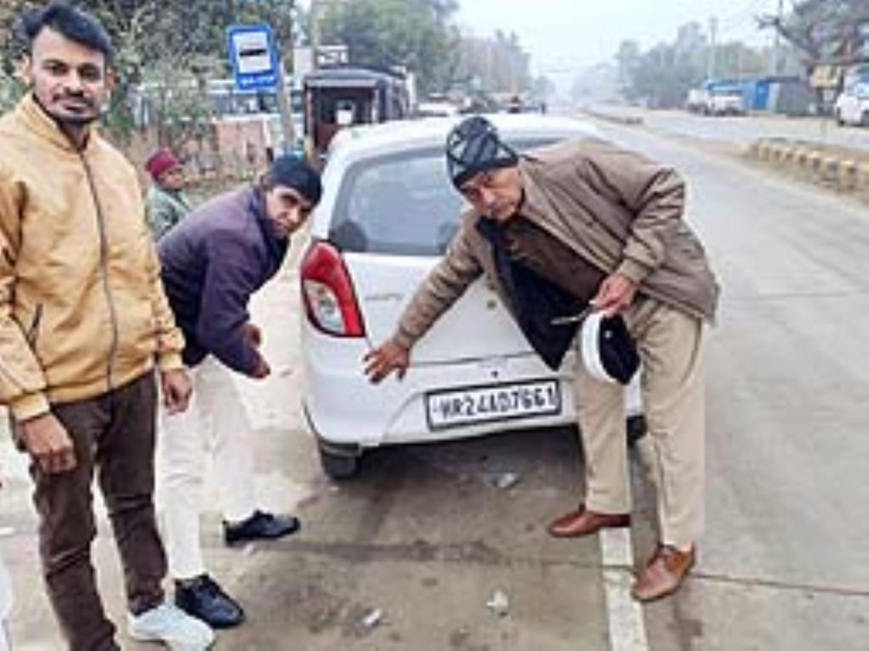 Youth club along with police put reflector tape on vehicles