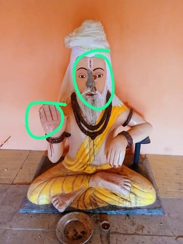 The statue of Budha Baba installed in Tatina's temple was damaged