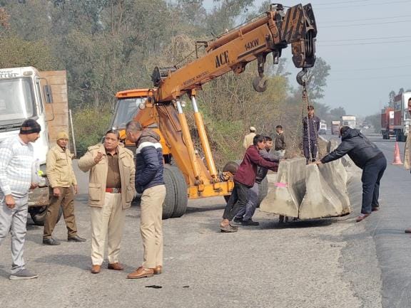 barricades established on shahbi bridge blackspot