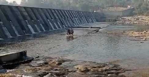 नदी से शव को बाहर निकालते लोग