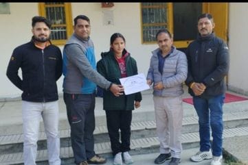 Talmehda student Mansi Rana welcomed on reaching school