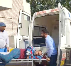 A tree branch got entangled in a tractor-trolley laden with wood and fell on the bike rider.
