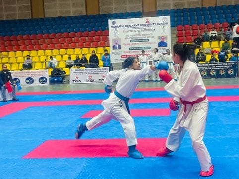 Chandigarh University Mohali won the overall trophy of Kumite event.