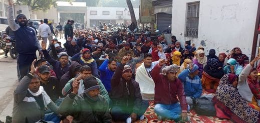 Contract sanitation workers' strike continues, sit-in outside corporation office gateContract sanitation workers' strike continues, sit-in outside corporation office gate