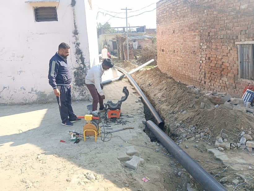 Drainage project work resumed in Pandoga, laying of pipeline started
