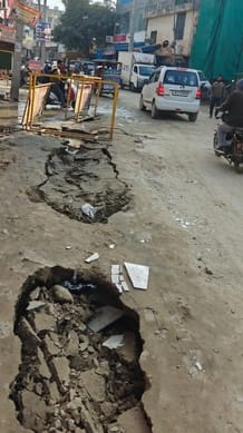 After laying the sewer line on Old DC Road, the soil caved in and vehicles got stuck