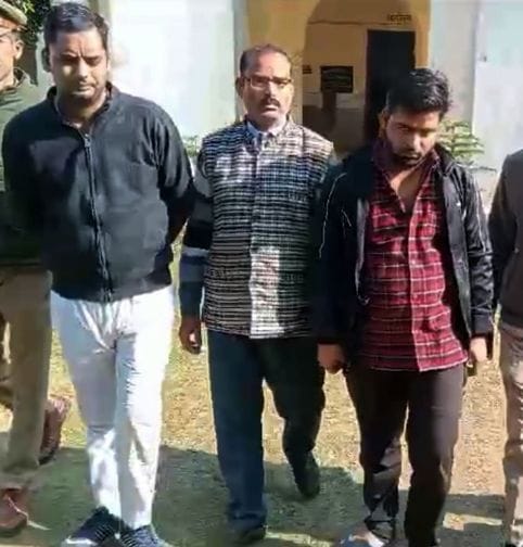 Three including two brothers arrested with car stolen from Kasganj