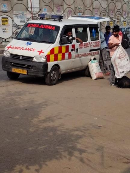 Ambulances carrying passengers in Gajraula