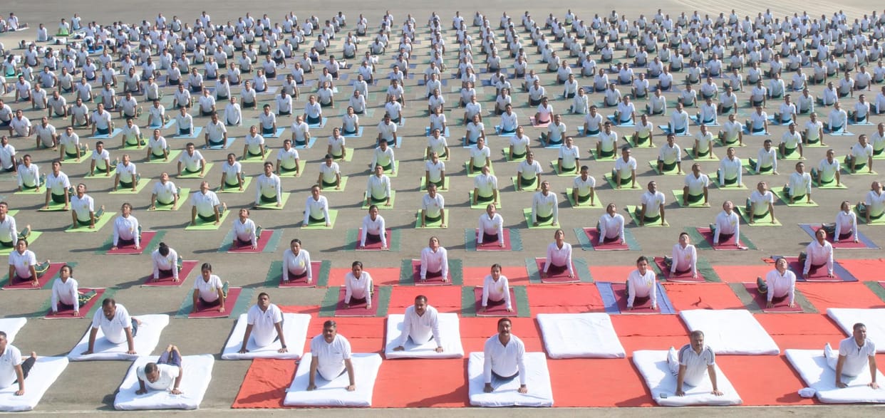 One thousand Himveers performed Surya Namaskar at the training center Bhanu